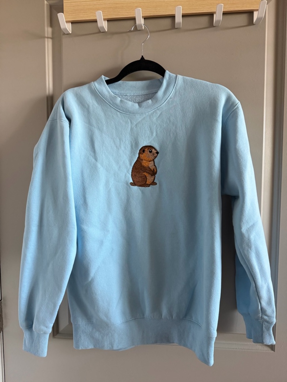 Light Blue Rocky Vista University Prairie Dog Embroidery Crewneck